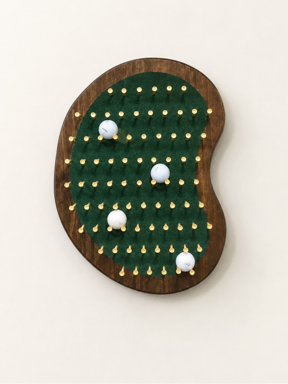Golf Ball Display Rack – Putting Green Wall Display – Handmade Wood & Felt Golf